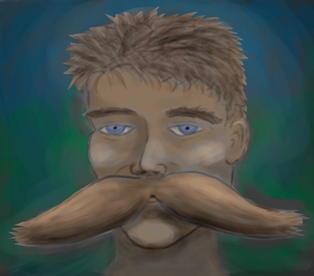 Rough sketch of a young man with a very large moustache